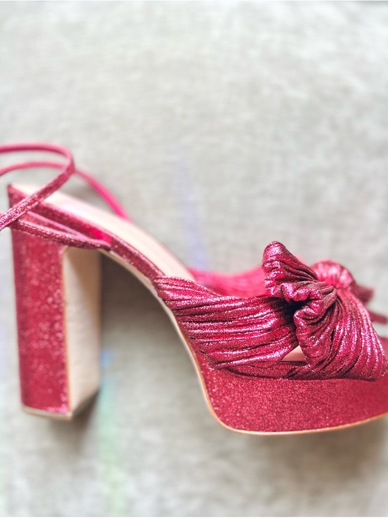 Loeffler Randall Metallic Fuchsia Natalia Bow Platform Sandals